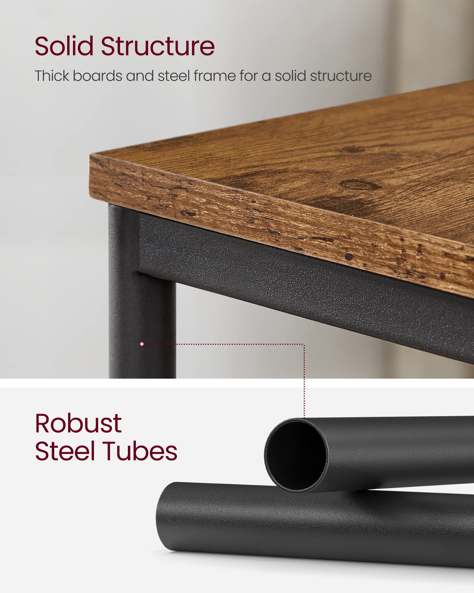 Vasagle Side Table, Small End Table, Tall Nightstand For Living Room, Bedroom, Office, Bathroom, Rustic Brown And Classic Black Ulet273B01