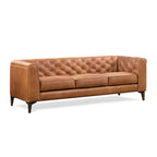 Poly & Bark Essex Leather Couch – 89-Inch Sofa With Tufted Back - Full Grain Leather Couch With Feather-Down Topper On Seating Surfaces – Vintage Pure-Aniline Italian Leather – Cognac Tan