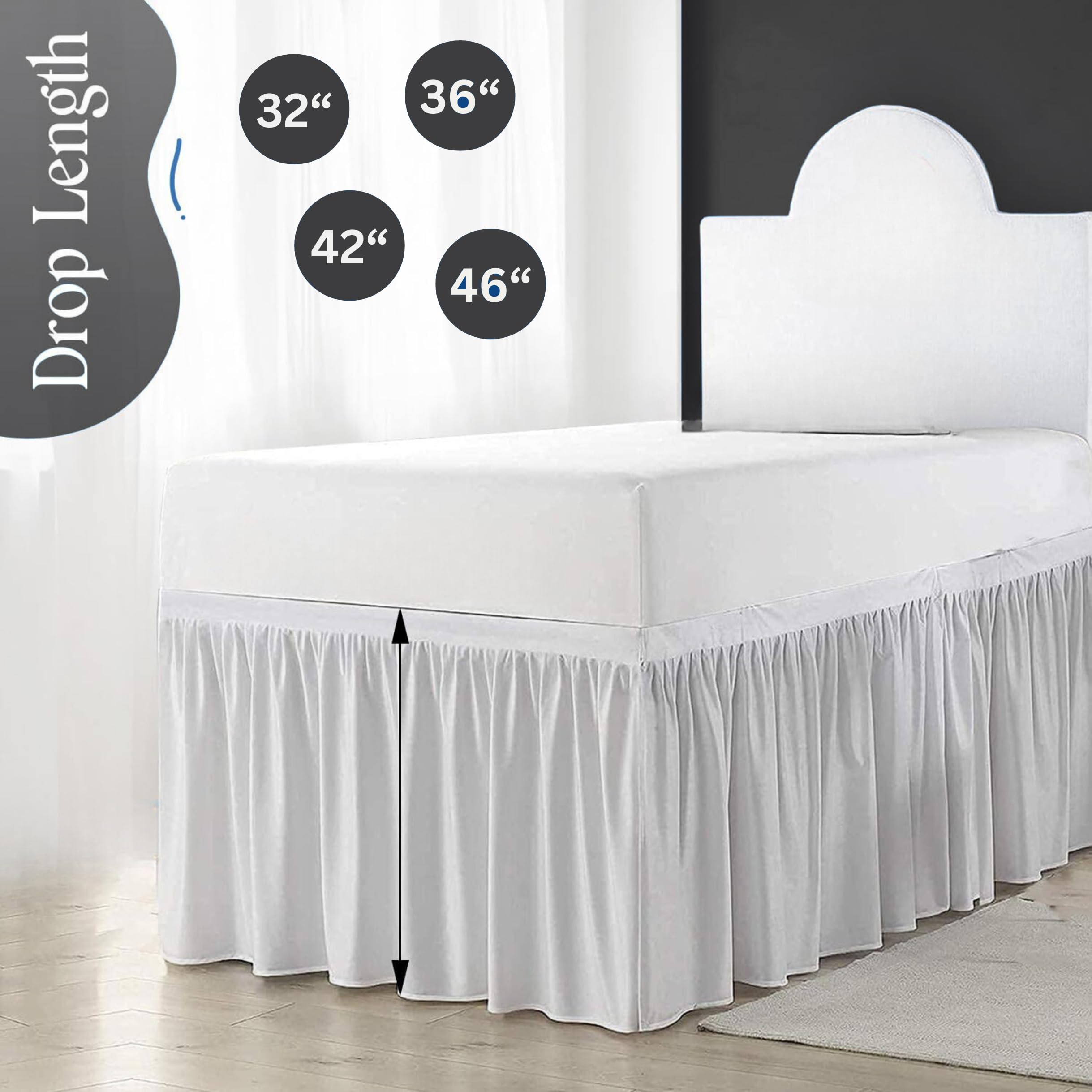 Dorm Bed Skirt, Dorm Bed Skirt Twin Xl, 100% Microfiber Dorm Bed Skirt, Twin Extra Long Dorm Bedding,Ruffled Dorn Bed Skirt, Col