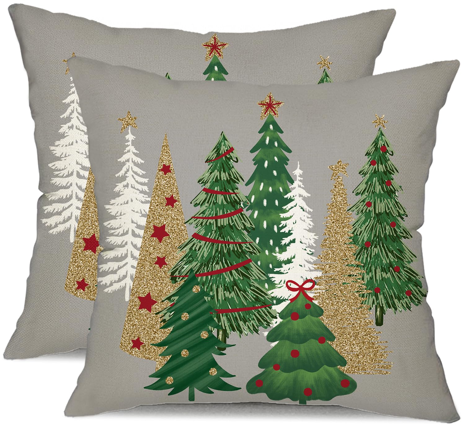 Dfxsz Christmas Pillow Covers 16X16 Inch Set Of 2 Christmas Tree Decorative Grey Throw Pillows Winter Christmas Decor For Home C