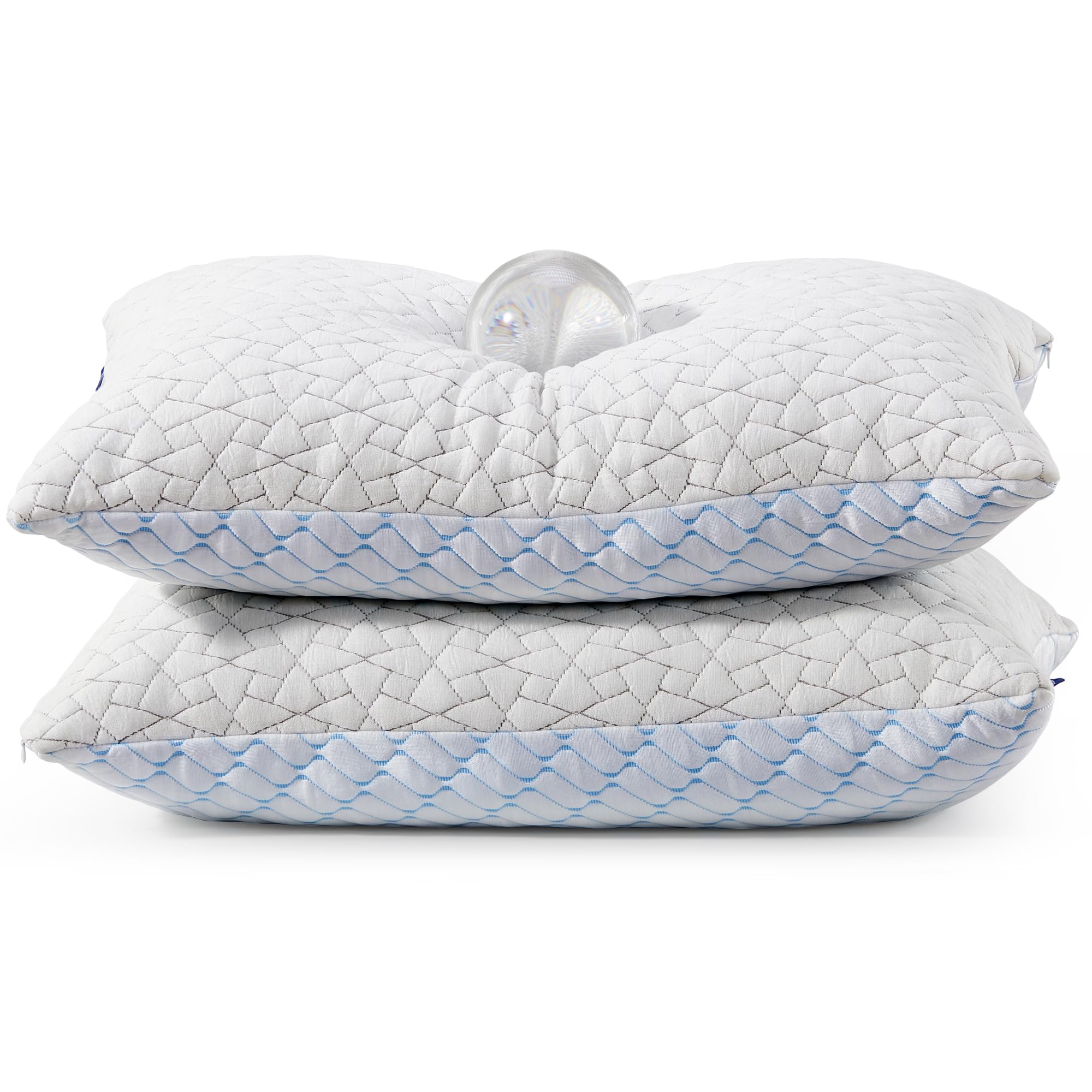 Bafode Memory Foam Pillows Queen Size Set Of 2 Soft Cooling Bed Pillow 2 Pack Shredded Memory Foam Pillow For Sleeping 20X30