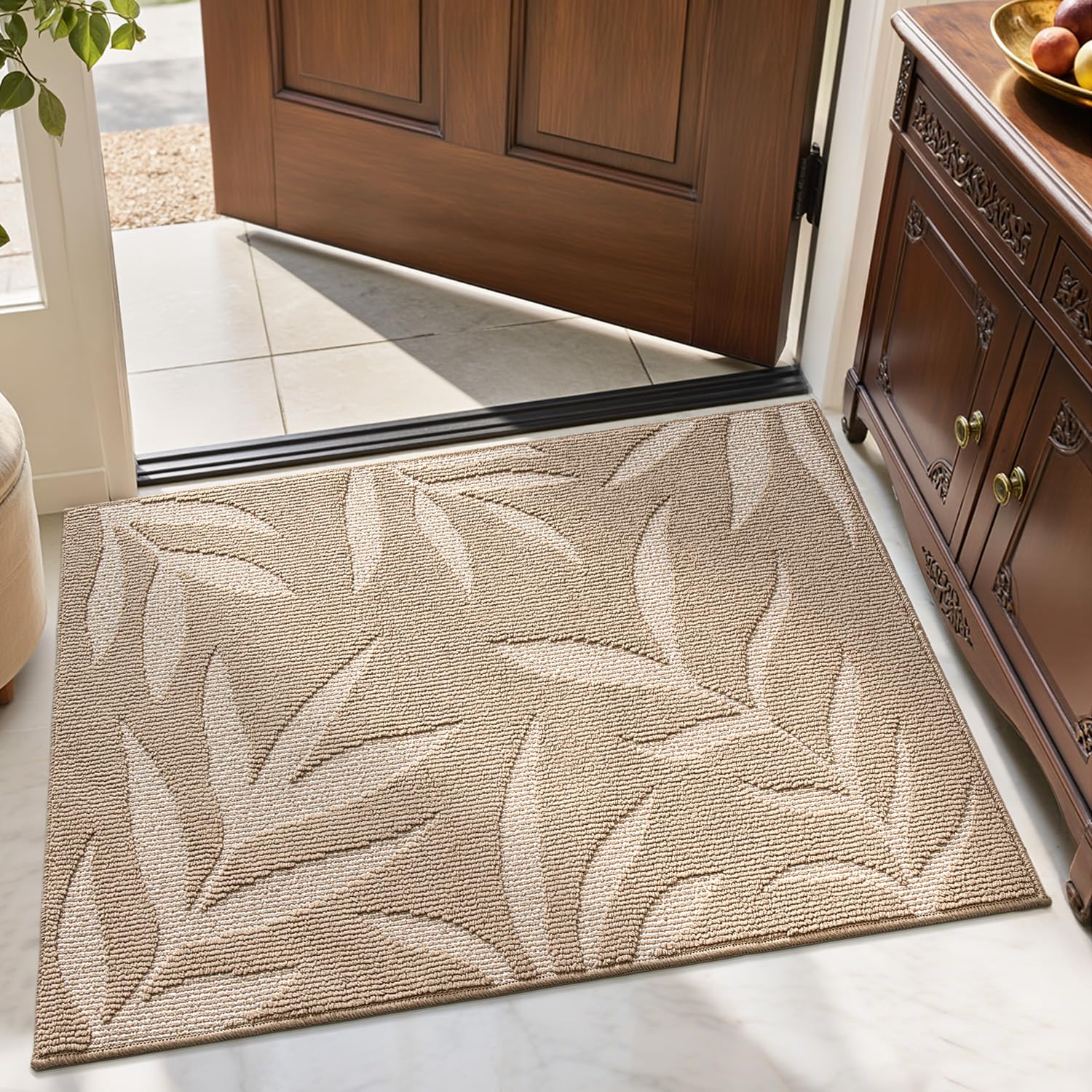 LUMI Front Door Mat Indoor Entrance 32x48, Low Profile Welcome Mat, Non-Slip Washable Doormat with Rubber Backing for Entrance, 