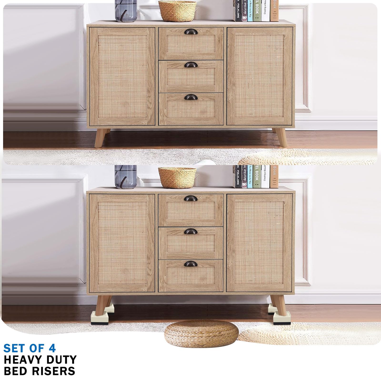 Annkut Bed Lifts Risers 1.5 Inch, Square Adjustable Risers Blocks For Bed Sofa Table And Couch Lifting,Heavy Duty Support Up To