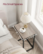 Vasagle C-Shaped End Table, Small Side Table For Couch, Sofa Table With Metal Frame For Living Room, Bedroom, Bedside, Greige And Black