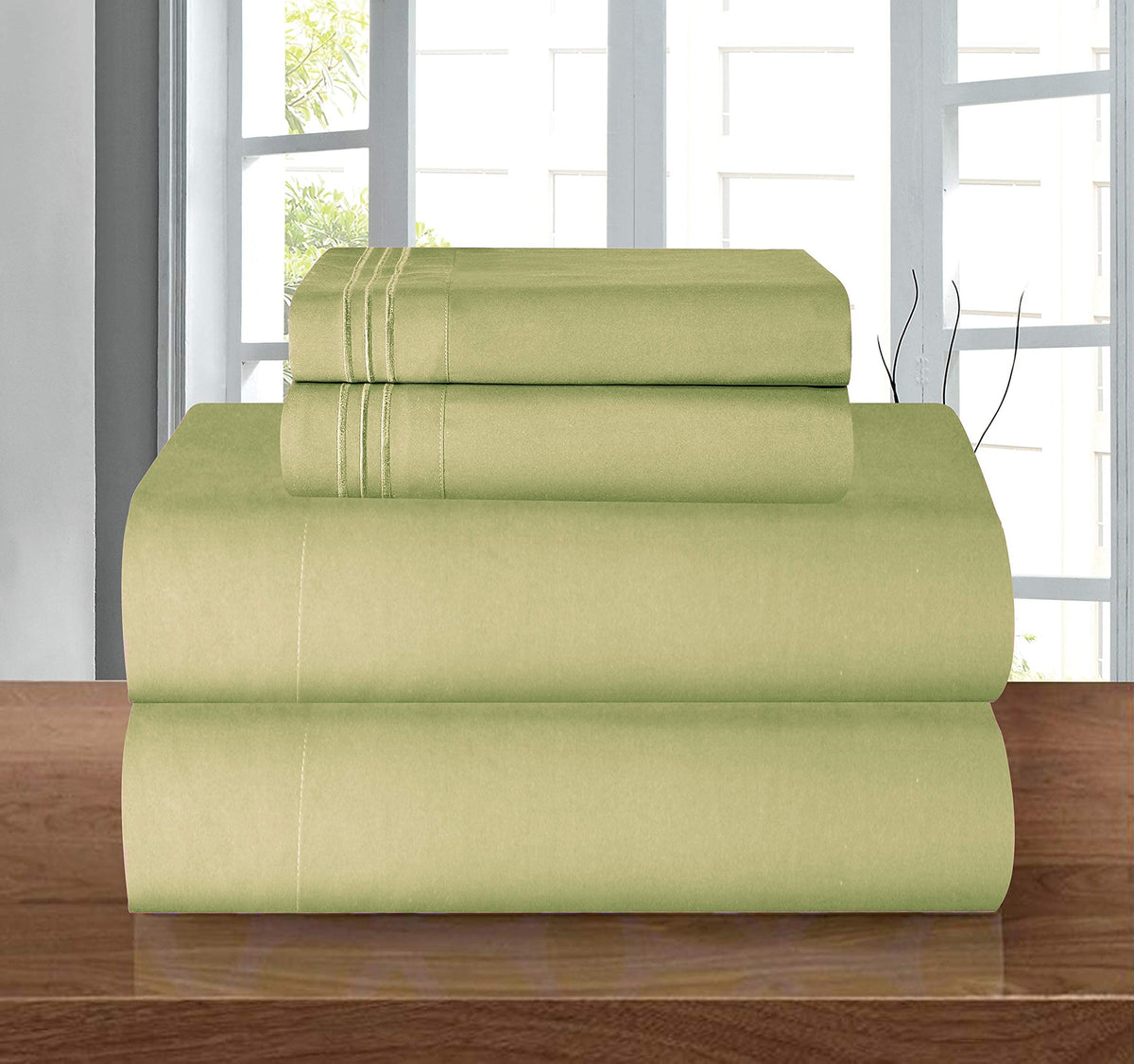Elegant Comfort Luxurious Soft 1500 Premier Hotel Quality 4-Piece Bed Sheet Set Wrinkle And Fade Resistant Bedding Set, Deep Poc