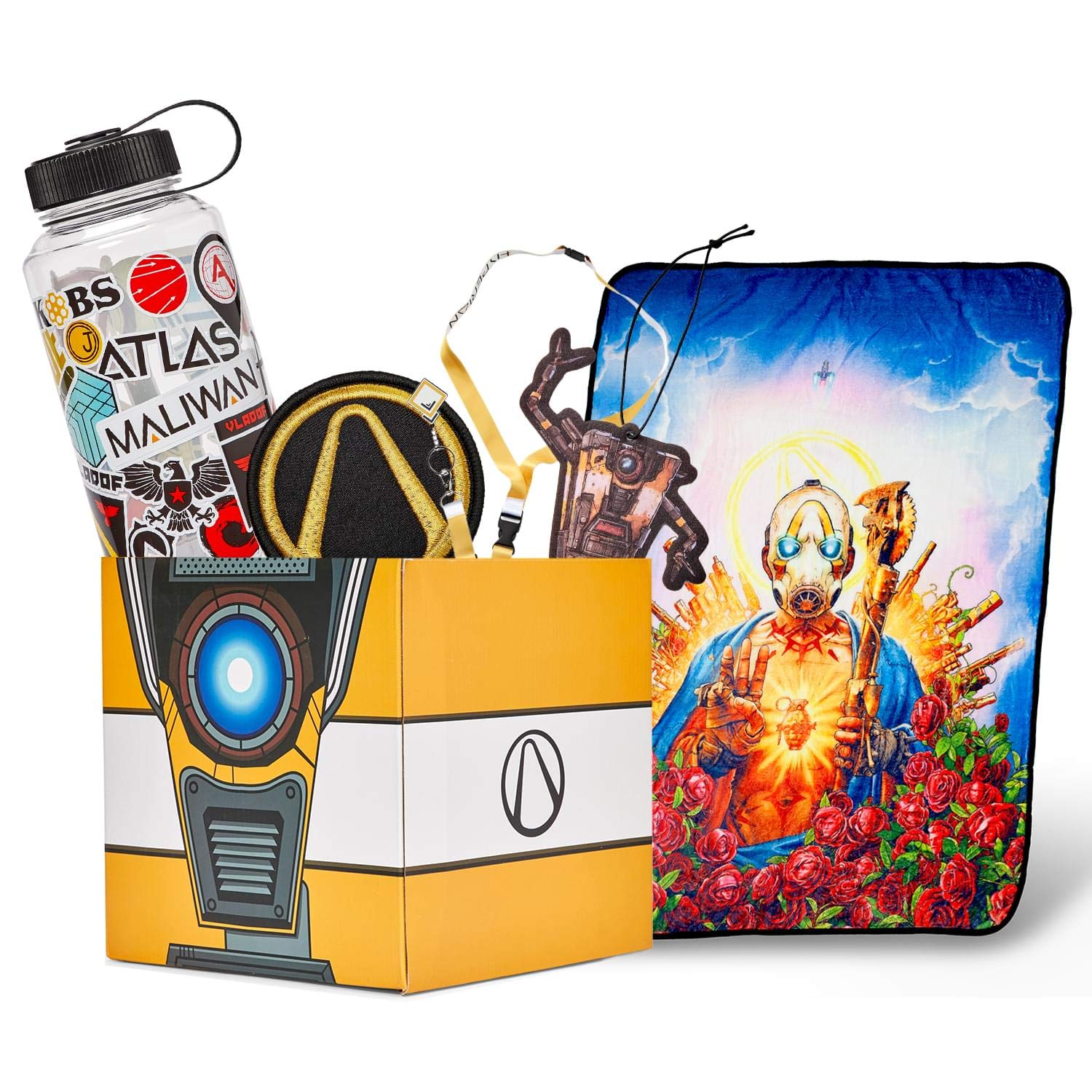 Just Funky Official Borderlands Looksee Collector Mystery Gift Box - Includes Psycho Blanket, Lanyard, Water Bottle, And More -