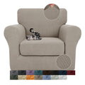 Jiviner 2 Pieces Armchair Covers For Living Room Stretch Chair Slipcovers With 1 Seat Cushion Covers Thick Fitted Couch Cover For Pet Dogs Furniture Protector (Small, Khaki)