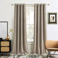 Ryb Home Camel Beige Velvet Curtains 108 Inches, Room Darkening Thick Velvet Drapes For Farmhouse Decoration Privacy Window Trea