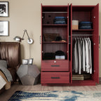 Woodpeckers Furniture And Mattress 4 Doors Wardrobe 2 Drawers with Shelves 72" high (Mahogany)