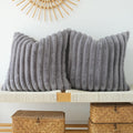 Jojusis Pack Of 2 Faux Fur Plush Decorative Throw Pillow Covers Couch Cushion Case Soft Pillowcases (Grey, 24 X 24-Inch)