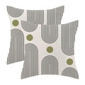 Boho Mid Century Pillow Covers 18X18 Inch Set Of 2, Abstract Simple Green Sun Arch Decorative Throw Pillowcase Boho Modern Outdo