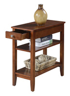 Convenience Concepts American Heritage Chairside End Table With Drawer 23.5' - Classic Living Room Table With Storage Shelf, Bedroom Nightstand, Mahogany