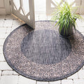 Unique Loom Outdoor Border Collection Area Rug - Floral Border (13' Round, Charcoal Gray/ Beige)