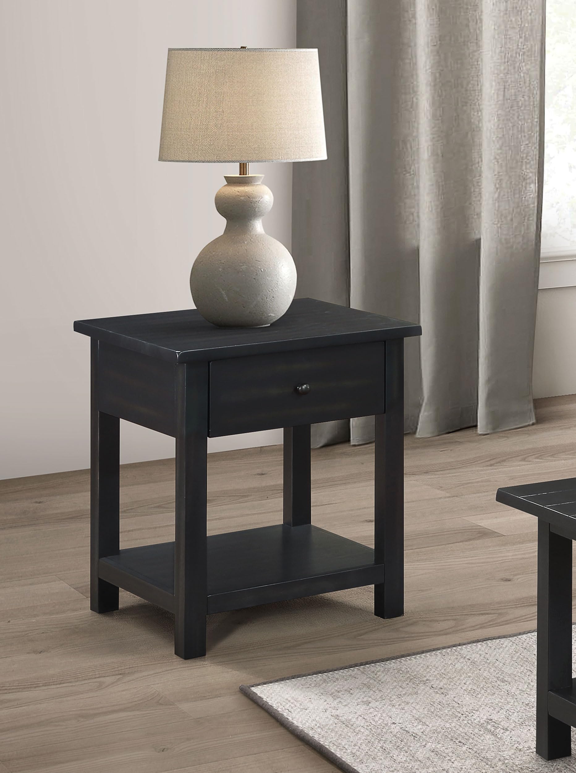 Coaster Home Furnishings Payne 1-Drawer Wood End Table with Shelf Java