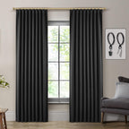 SHINELAND Black Curtains 96 Inches Long 2 Panel Set for Living Room,Blackout Room Darkening Thermal Back Tab Hooks Rings Pleat 8