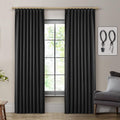 Shineland 102 Inch Curtains,Back Tab Pleated Black Blackout Curtains 102 Inches Long For Living Room 2 Panels Set,Room Darkening