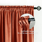 Miulee Burnt Orange Velvet Curtains Thermal Insulated Blackout Curtain Fall Drapes For Bedroom Living Room Darkening 108 Inches Long Rust Terracotta Panels Rod Pocket Set Of 2