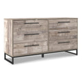 Signature Design by Ashley Neilsville Industrial 6 Drawer Dresser, Butcher Block Gray