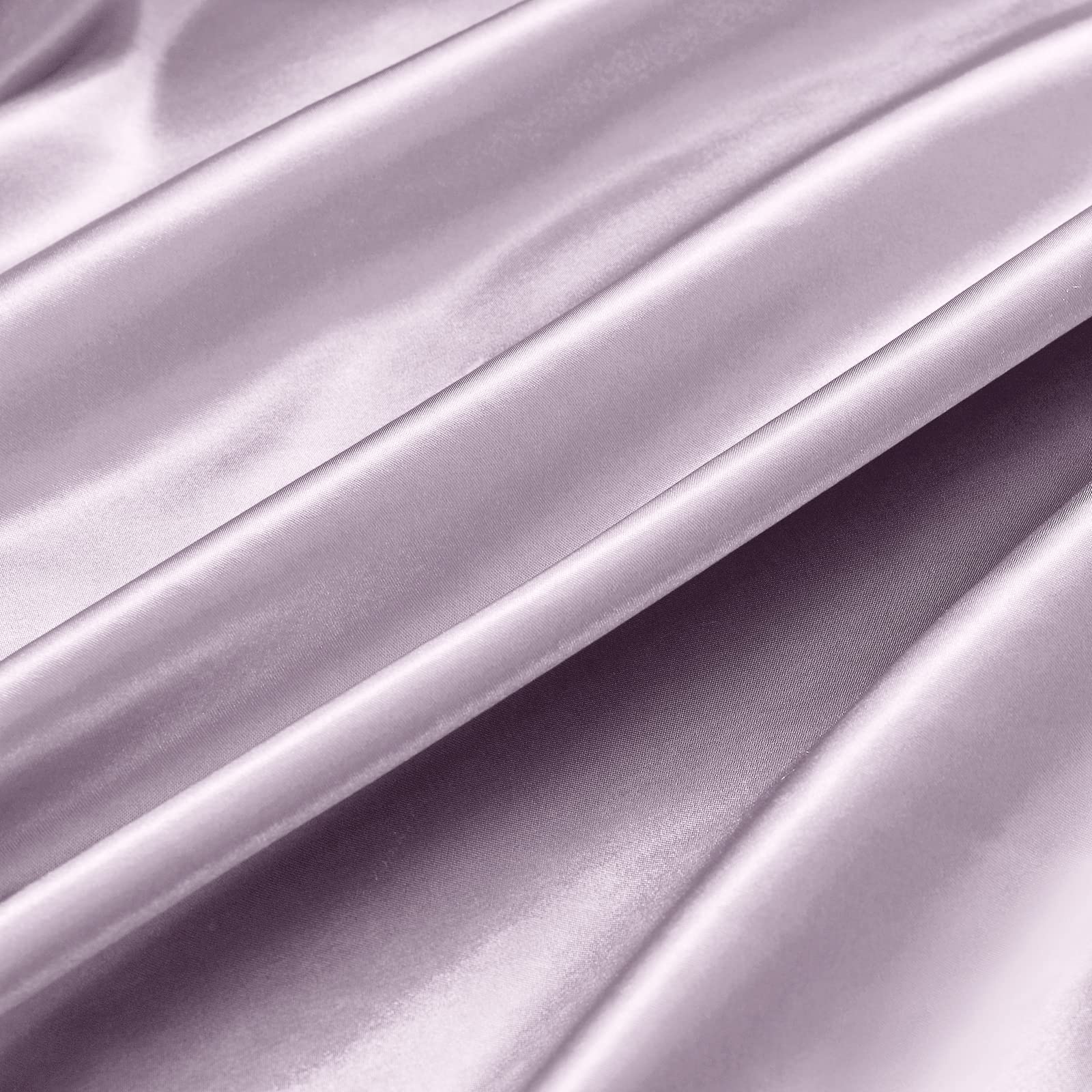 Ersmak 7 Pieces Satin Sheets Set King Size, Luxury Silky Lavender Satin Bed Sheets Set With 1 Deep Pocket Fitted Sheet, 1 Soft F