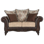 Coaster Elmbrook 2-Piece Upholstered Rolled Arm Sofa Set Brown