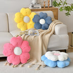 Flower Shaped Pillow, Cute Decorative Throw Pillow With Soft Artificial Rabbit Fur For Couch Bed Chair Floor, Flower Pillows Sea