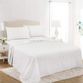 Royale Linens Soft Home Brushed Percale Ultra Soft 100% Cotton, Queen 4-Piece Sheet Set, White
