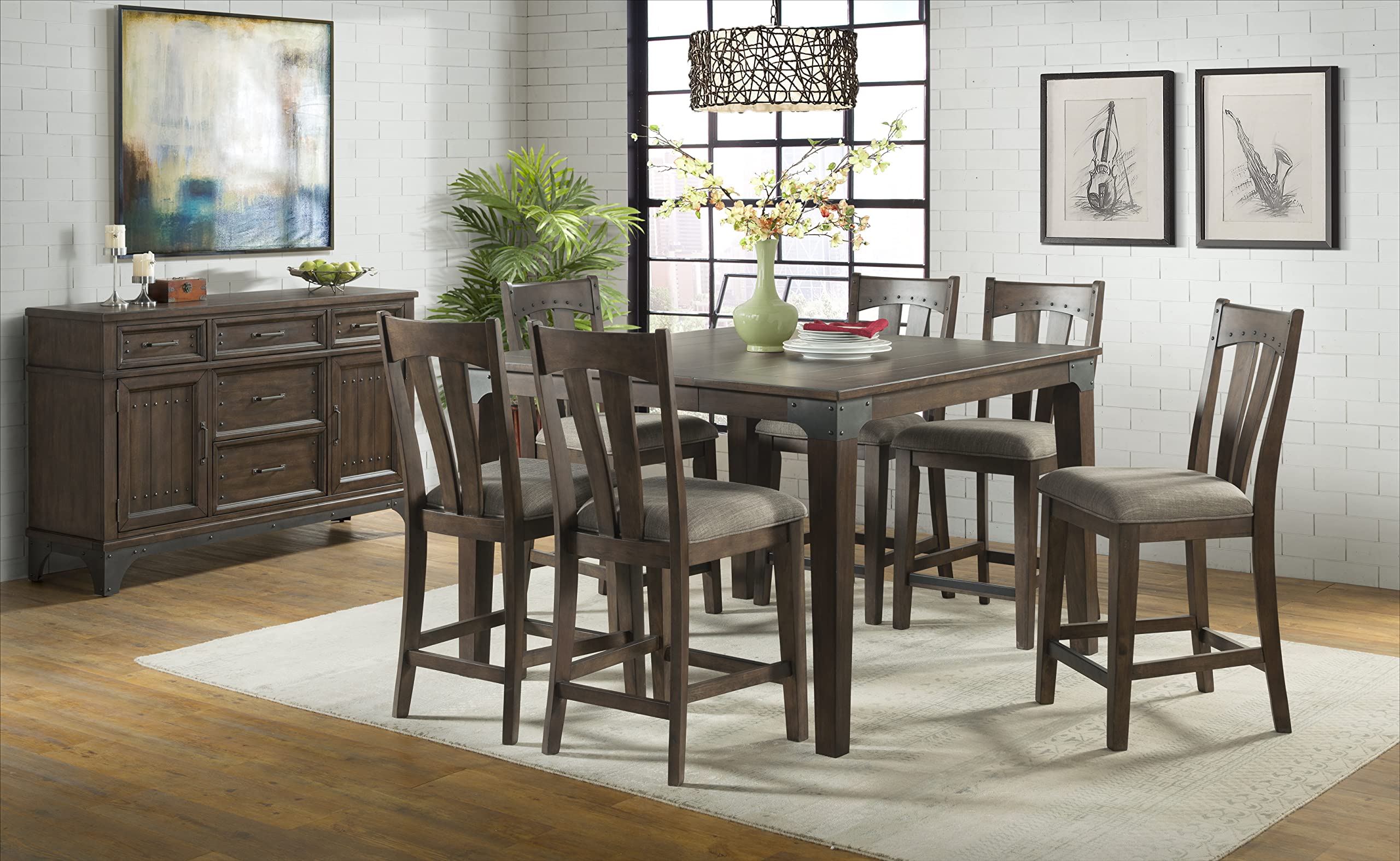 Whiskey River Slat Back Counter Stool with Cushion Seat - Thumbnail 3