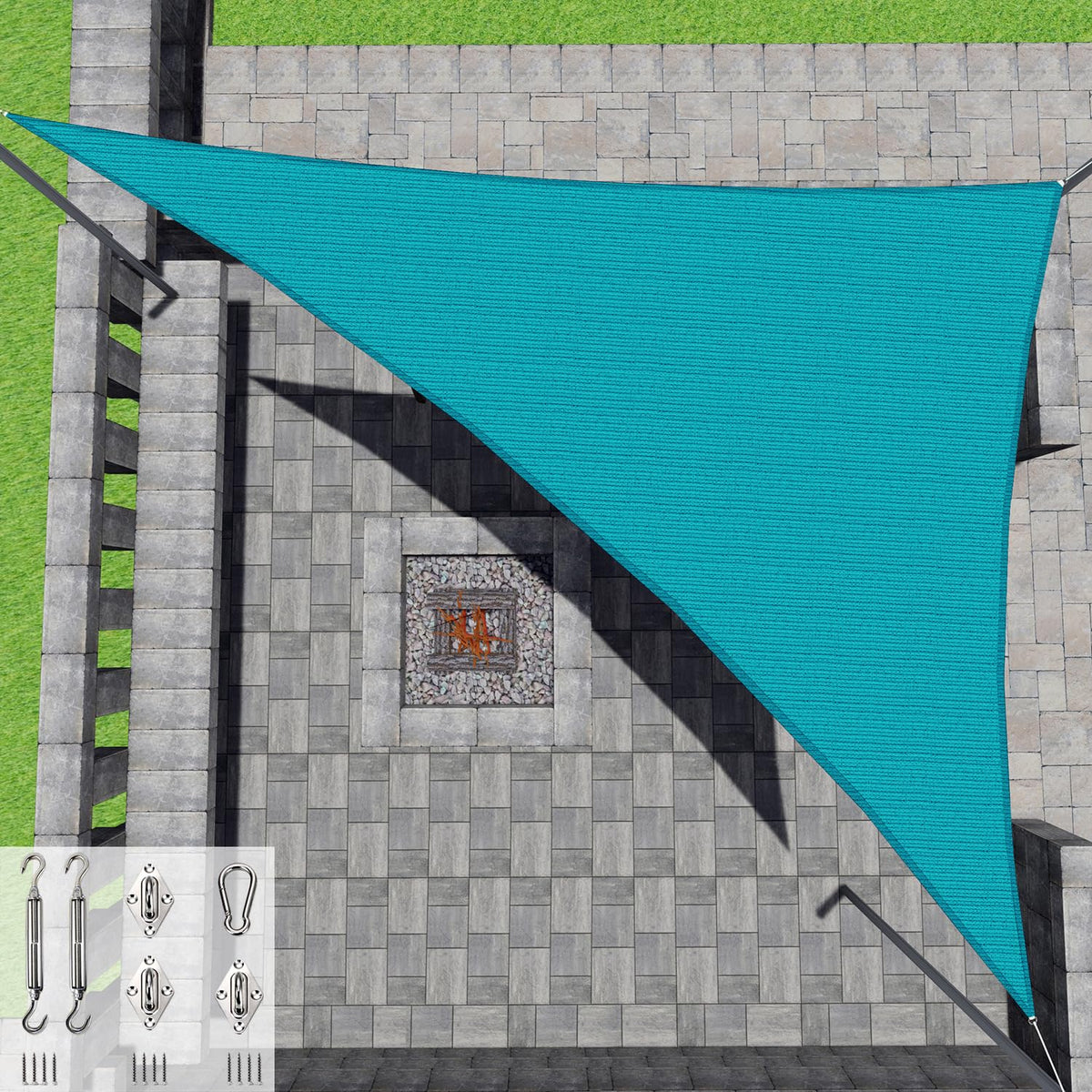Patio Paradise Sun Shade 5 'X5 'X7.1 ' Right Triangle Shade Sail Canopy With Hardware Kits, Heavy Duty Uv Block Shade Cloth Perg