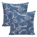 Yxuiyal Fall Decor Pillow Covers 18x18 Set of 2 Autumn Navy Blue Pumpkin Maple Leaves Throw Pillow Covers Outdoor Fall Thanksgiv