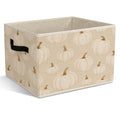 Yorhifa Boho Fall White Pumpkin Storage Bins with Handles, Neutral Autumn Pumpkin Collapsible Laundry Basket Organizer for Bathr