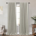 Koufall Rustic Country Curtains For Living Room,Greige Dark Beige Blackout Faux Flax Linen Look Burlap Curtains Farmhouse For Be