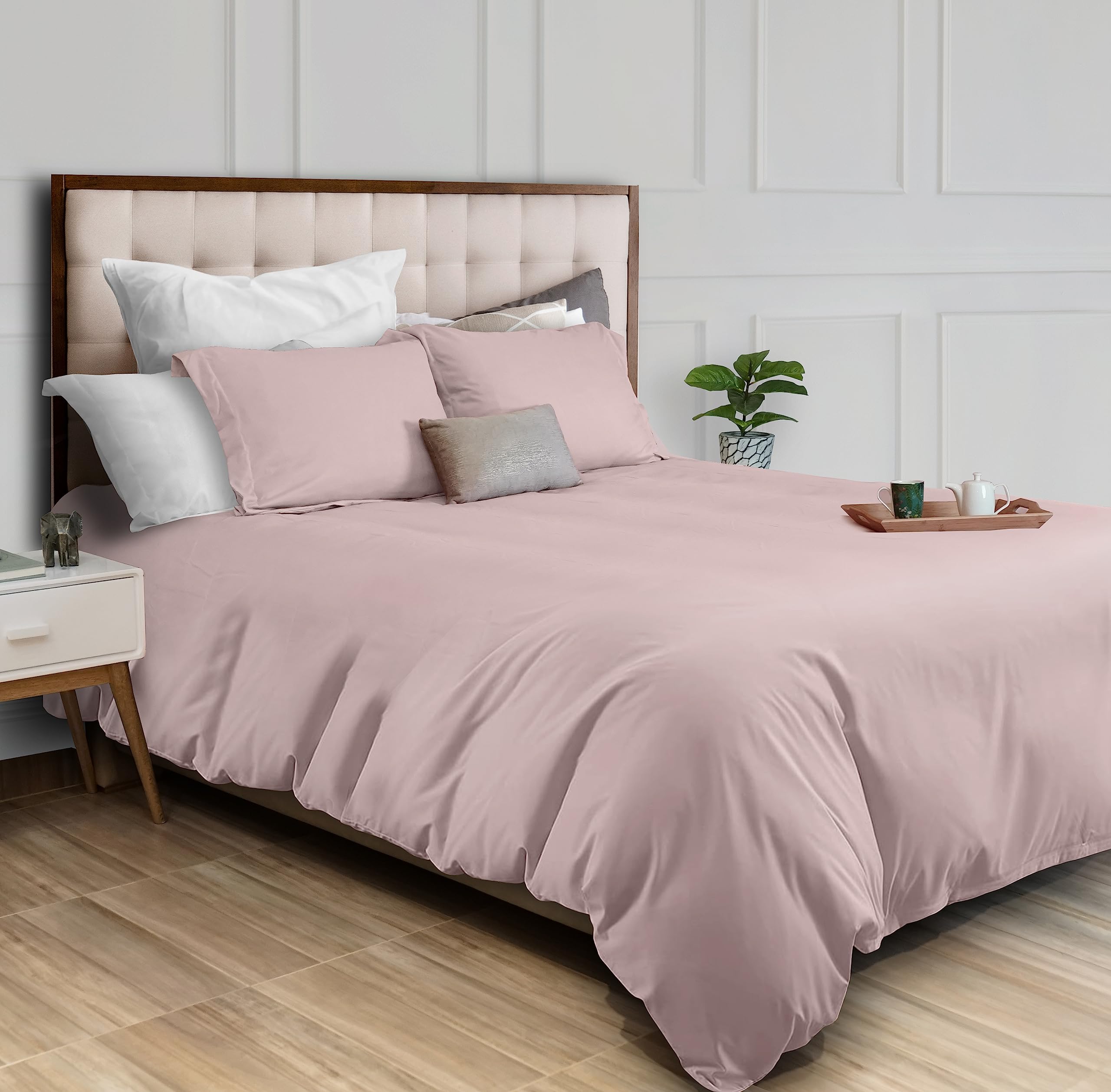 White Classic Pink Duvet Cover Queen Size, Microfiber Duvet Cover With Zipper, Duvet Cover Set Of 1 Down Comforter Cover With 2