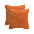 Calitime Fall Pack Of 2 Cozy Throw Pillow Covers Cases For Couch Sofa Home Decoration Solid Dyed Soft Chenille 16 X 16 Inches Bu