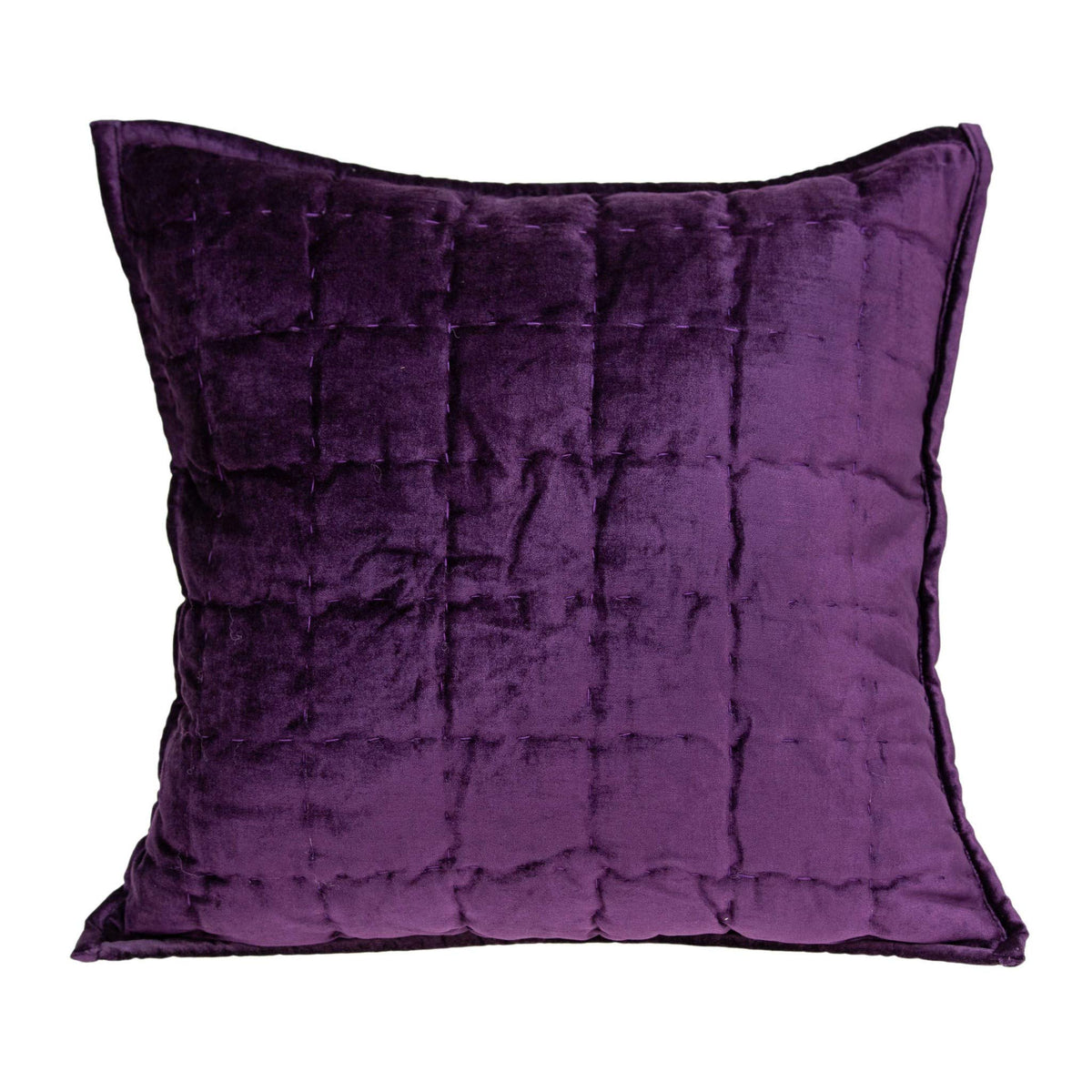 HomeRoots 50% Cotton, 50% Viscose 20' x 7' x 20' Transitional Purple Solid Quilted Pillow Cover with Poly Insert