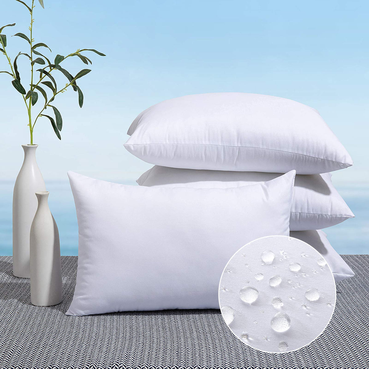Miulee Pack Of 4 14X22 Outdoor Pillow Inserts, Water-Resistant Throw Pillow Inserts Decorative Premium Rectangle Pillow Stuffer