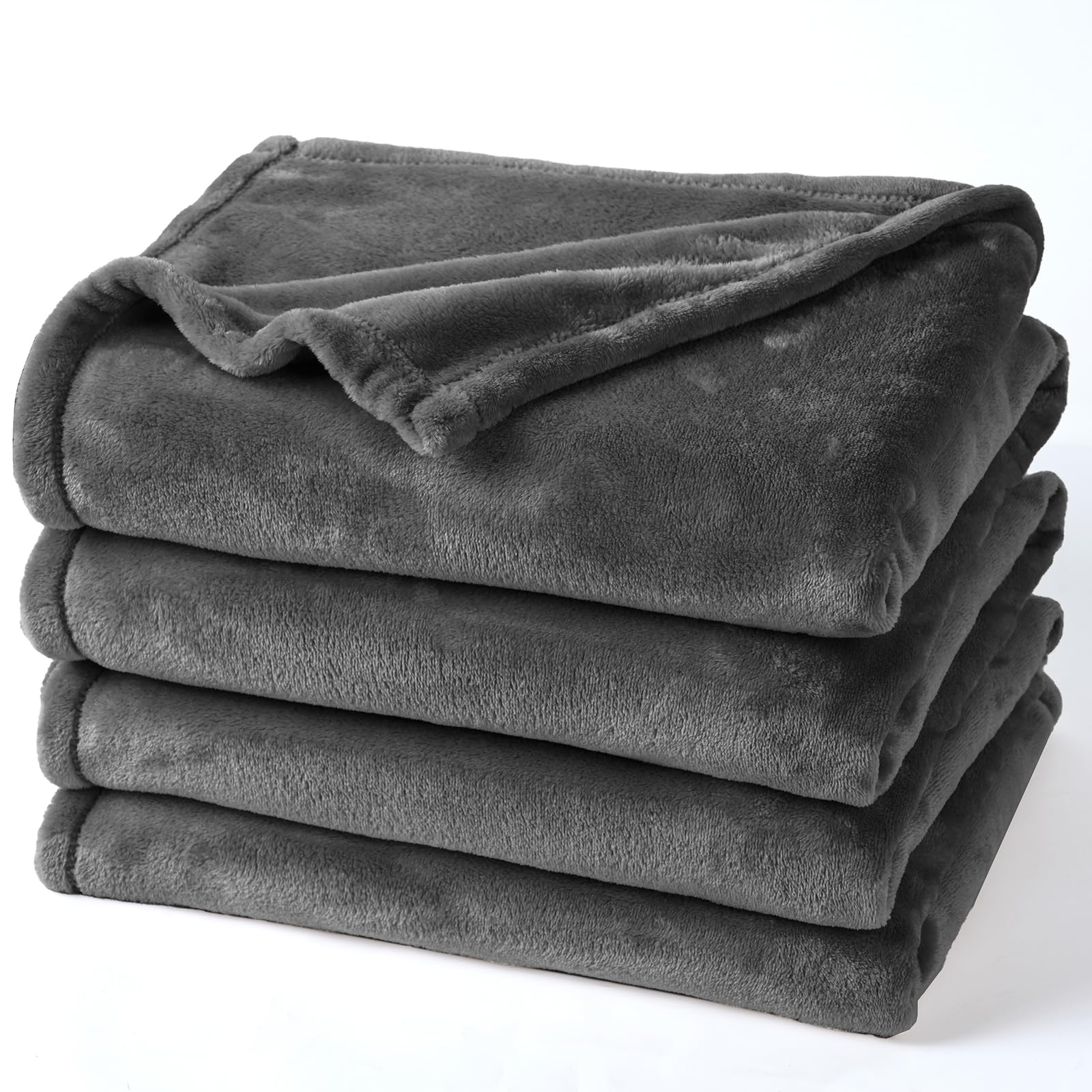 Phf Ultra Soft Fleece Blanket Twin Size, No Shed No Pilling Luxury Plush Cozy 300Gsm Lightweight Blanket For Bed, Couch, Chair, Sofa Suitable For All Season, 66' X 90', Dark Grey