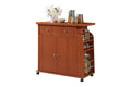 Hodedah Import Kitchen Island with Spice Rack and Towel Rack, Cherry