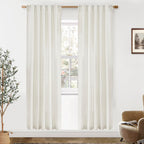 PANELSBURG 80 Inch Curtains for Bedroom Closet Door,Linen Boho Semi Sheer Back Tab Pleated Easy Open Sliding Closet Door Curtain