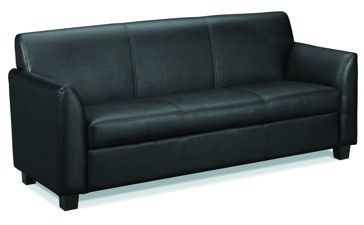 Hon Circulate Tailored Three-Cushion Sofa , Black Softhread Leather