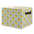 uinwk Coquette Blue Bow Lemon Storage Bins, Trendy Preppy Blue Striped Lemon Collapsible Storage Box Laundry Basket with Handle 