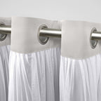 Exclusive Home Catarina Layered Room Darkening Blackout And Sheer Grommet Top Valance, 52''X18'', Cloud Grey