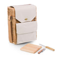 PICNIC TIME Corsica Wine and Cheese Picnic Basket - Wine Tote Bag - Gift for Wine Lovers, (Beige Canvas), 12 x 7 x 17
