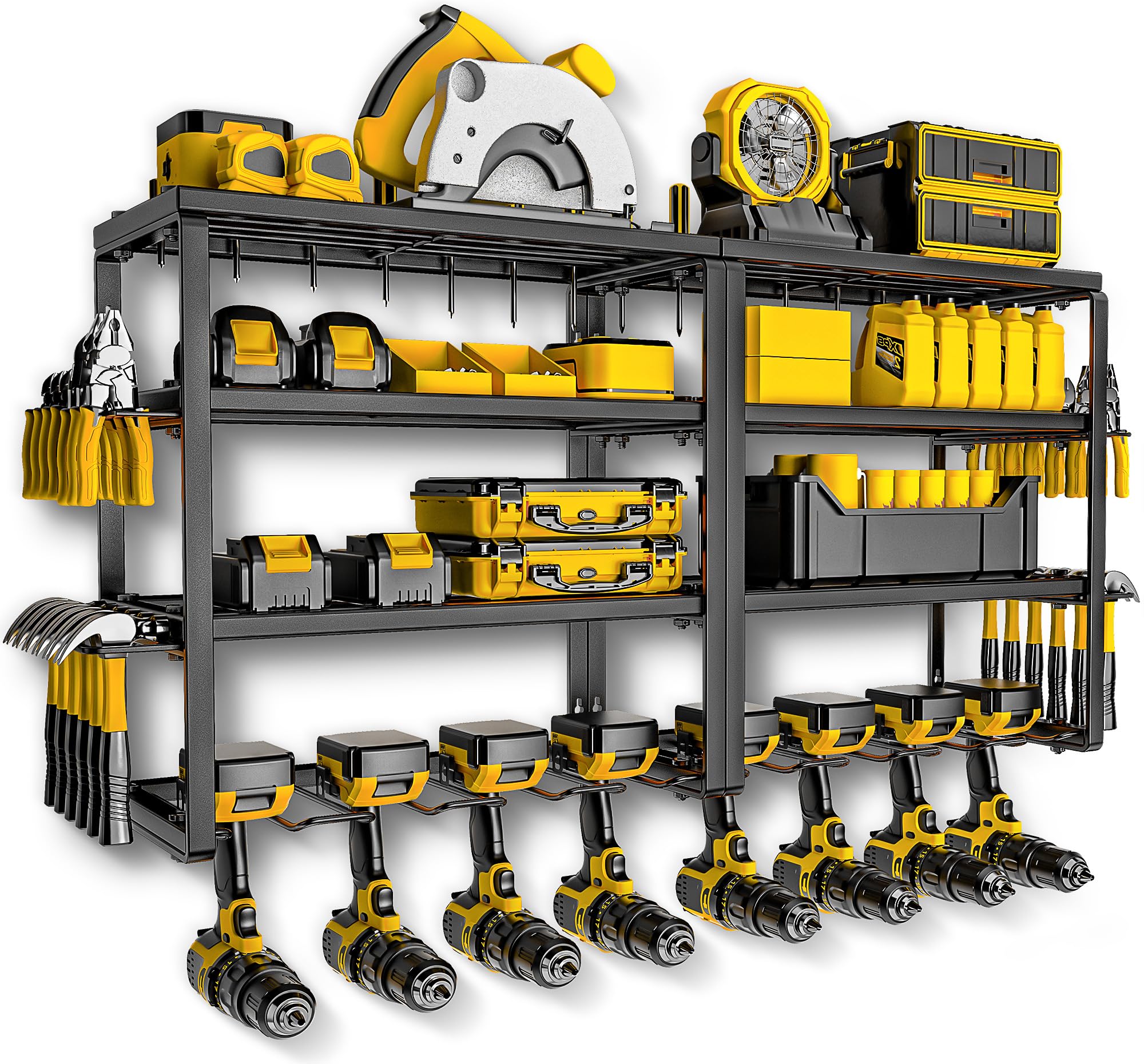 Spampur Power Tool Organizer, 15 Min Quick Assembly & Max 150Lb Load By Heavy Duty Metal, 8 Slots 4 Shelves For Cordless Drill I