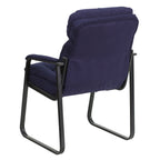 Flash Furniture Isla Navy Microfiber Executive Side Reception Chair with Lumbar Support and Sled Base