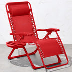 Best Choice Products Adjustable Zero Gravity Chair, Monochromatic Color Folding Patio Recliner W/Side Tray, Headrest - Chili