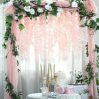 Light Pink Artificial Wisteria Flower Vines, 3.77 Feet Light Pink Wisteria Hanging Flowers Garland, 5 Pack Fake Light Pink Wiste