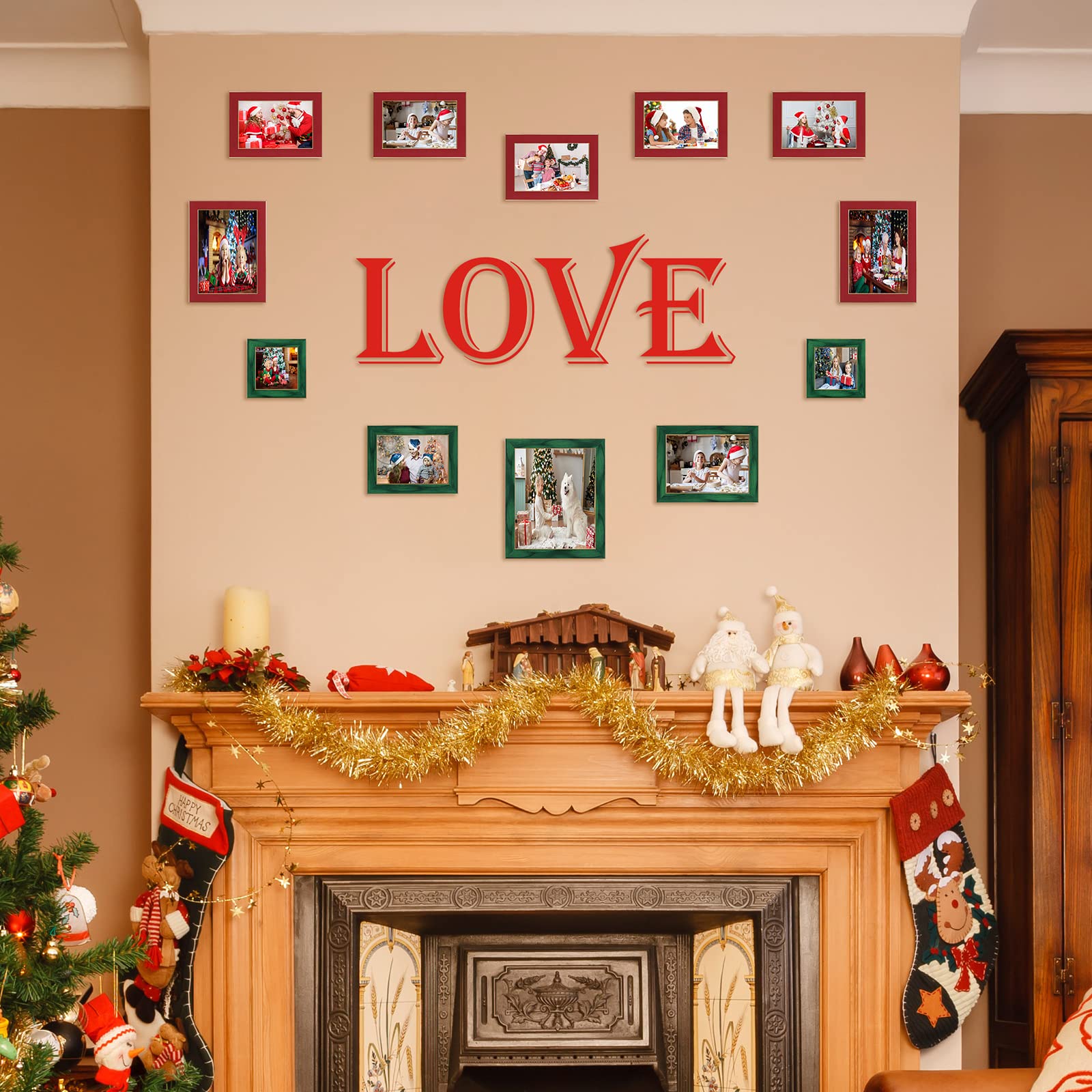 CORE ART 5x7 Picture Frames Set of 2, Green Colorful Frame with HD Plexiglass for Wall or Tabletop Display