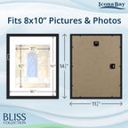 Icona Bay 11X14 Black Picture Frame With Removable Mat For 8X10 Photo, Modern Style Wood Composite Frame, Wall Mount Only, Bliss