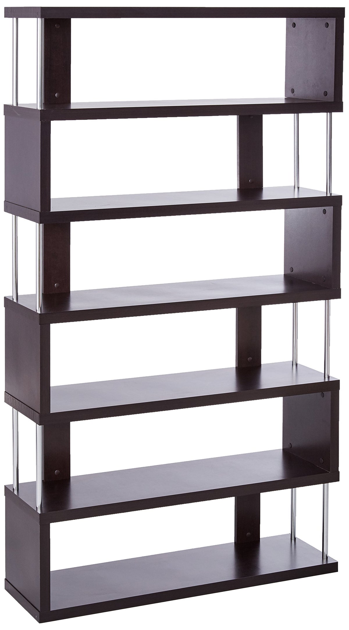 Baxton Studio Barnes 6-Shelf Modern Bookcase, Dark Brown