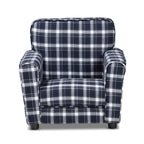 Baxton Studio Talma Modern and Contemporary Blue and White Plaid Fabric Upholstered Kids Armchair, BlueWhite